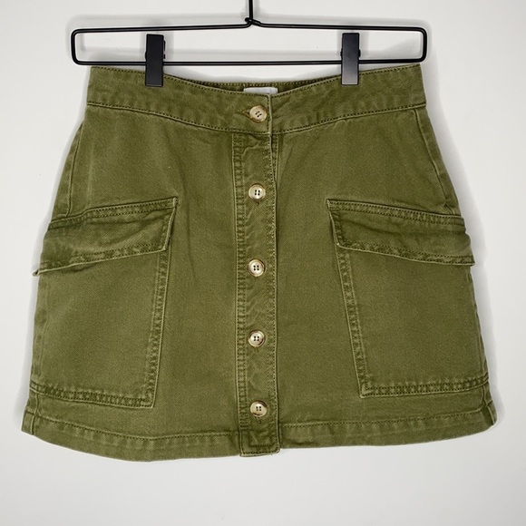 BDG Dresses & Skirts - BDG UO SIZE SMALL GREEN DENIM MINI SKIRT WITH POCKETS